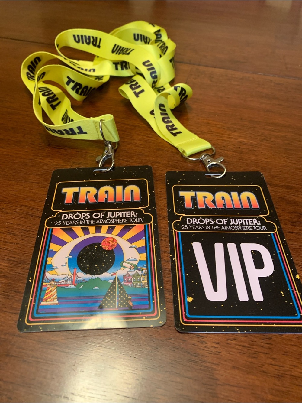 Limited edition two vip TRAIN drops of Jupiter 25 years Atmosphere tour tags